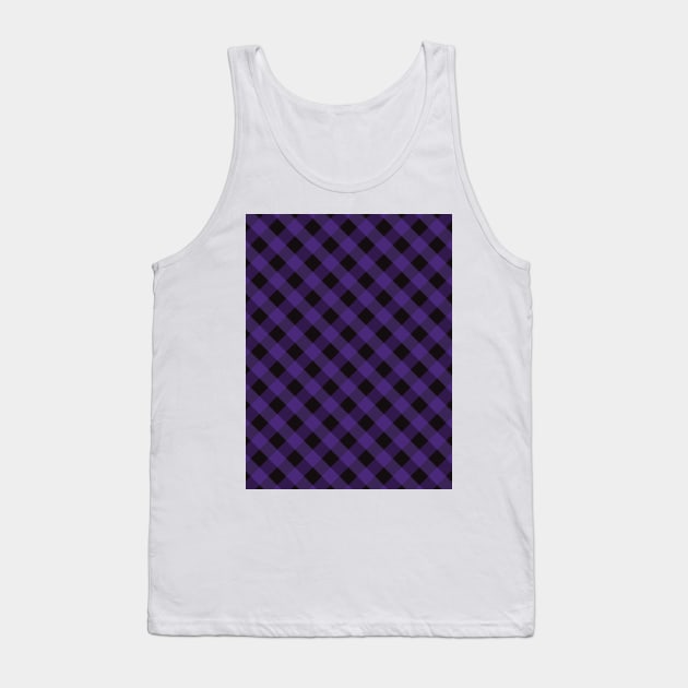 Halloween Purple and Black Check Gingham Plaid Tank Top by squeakyricardo